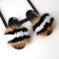 Dames mode intérieure maison Mink sandales en gros en peluche en peluche Fox Fox Fur Slippers Chaussures avec sac à main